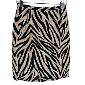 Paolo Santini 100% Silk Lined Tan Black Closet Staple Women's Skirt 10